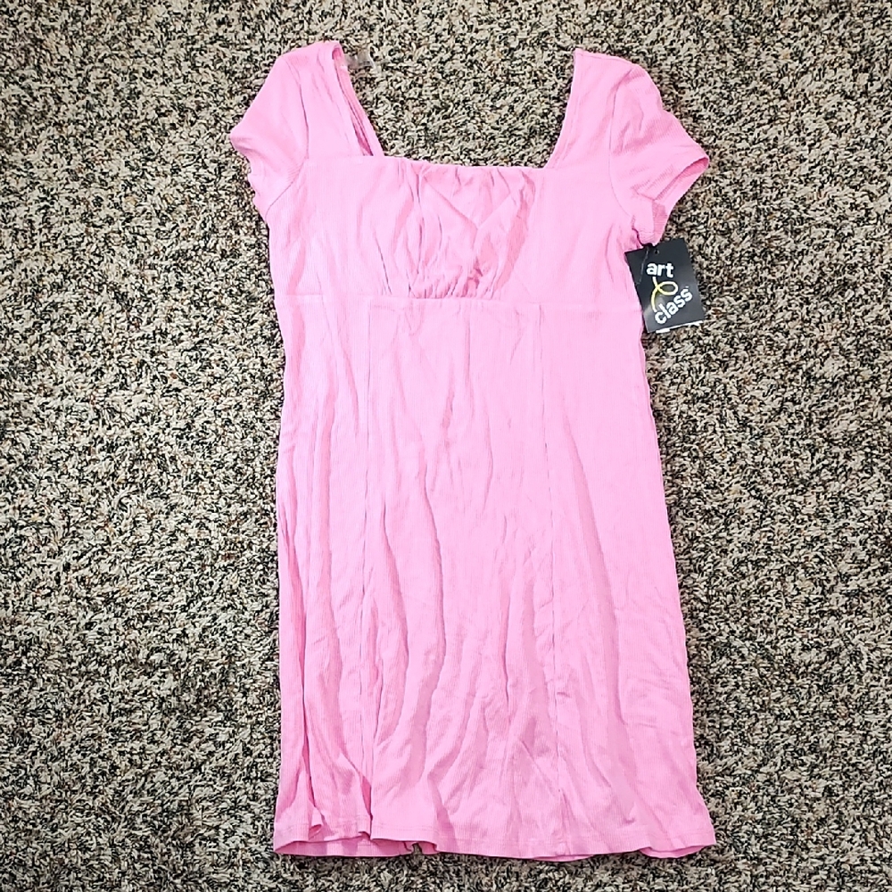 Art Class | Pink Girls Ribbed Mini Dress